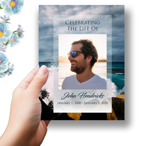 Show details for Crashing Waves Funeral Program 