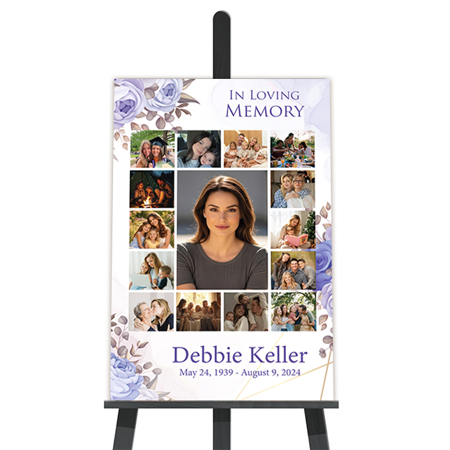 Show details for Purple Gold Floral Collage Funeral Poster
