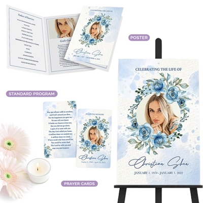 Show details for Blue Round Floral Memorial Package