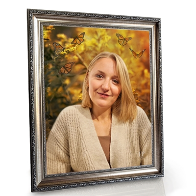 Show details for Framed Memorial Portrait - Fragile Beauty Background