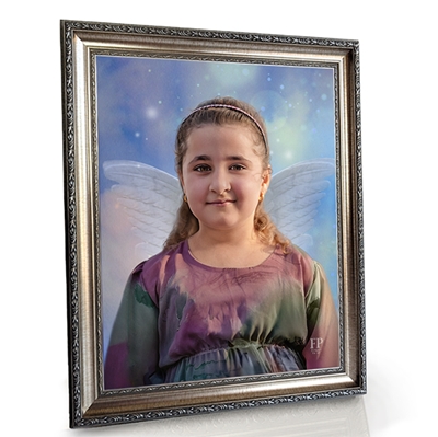 Show details for Framed Memorial Portrait - Zephyr Wings Lifescapes Background