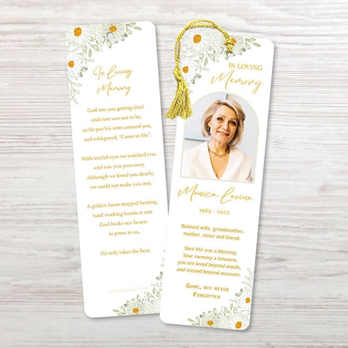 Show details for White Floral Border Bookmark