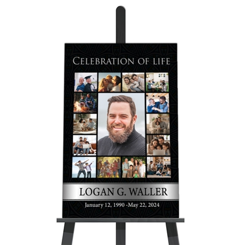 Show details for Black Silver Classic Collage Funeral Poster