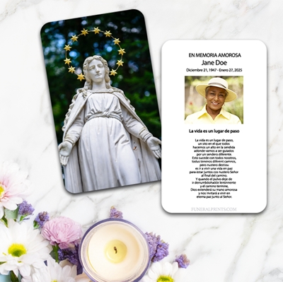 Show details for Statue of Virgin Spanish Prayer Card