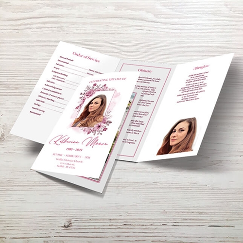 Picture of Pink Floral Trifold Program 