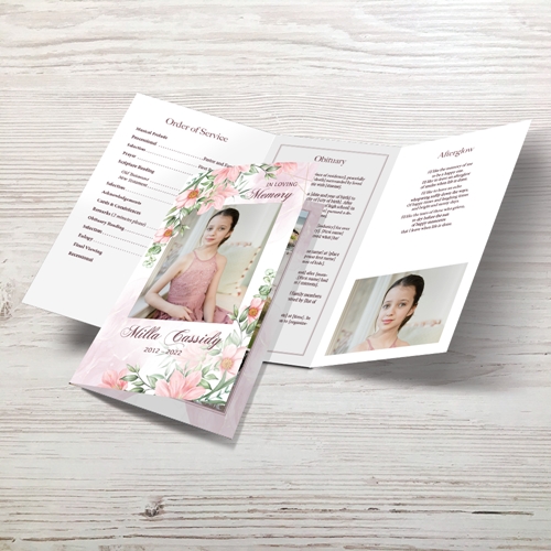 Picture of Pink Gold Floral Trifold Program