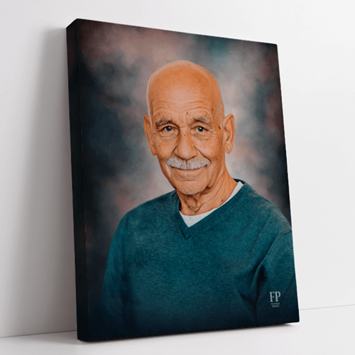Show details for Wrapped Canvas Memorial Portrait - Stone Studio Background