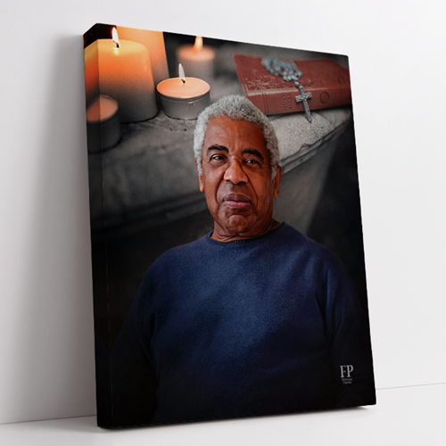 Show details for Wrapped Canvas Memorial Portrait - Devotion Lifescapes Background