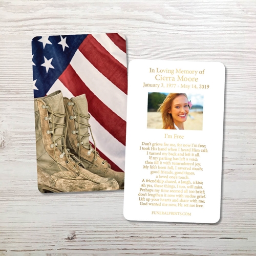 Picture of Flag & Boots Gold Foil Memorial Card