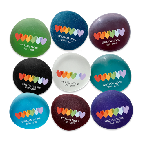 Show details for Multicolor Frosted Assortment Rainbow Hearts Memorial Stone