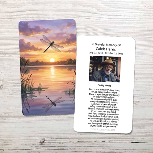 Show details for Dragonfly On The Lake Memorial Card