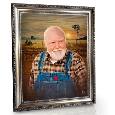 Show details for Framed Memorial Portrait - The Famer's Heart Lifescapes Background