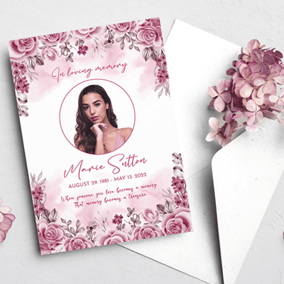 Show details for Pink Floral Border Announcement