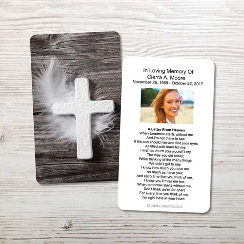 Picture of Cross & Feather Memorial Card