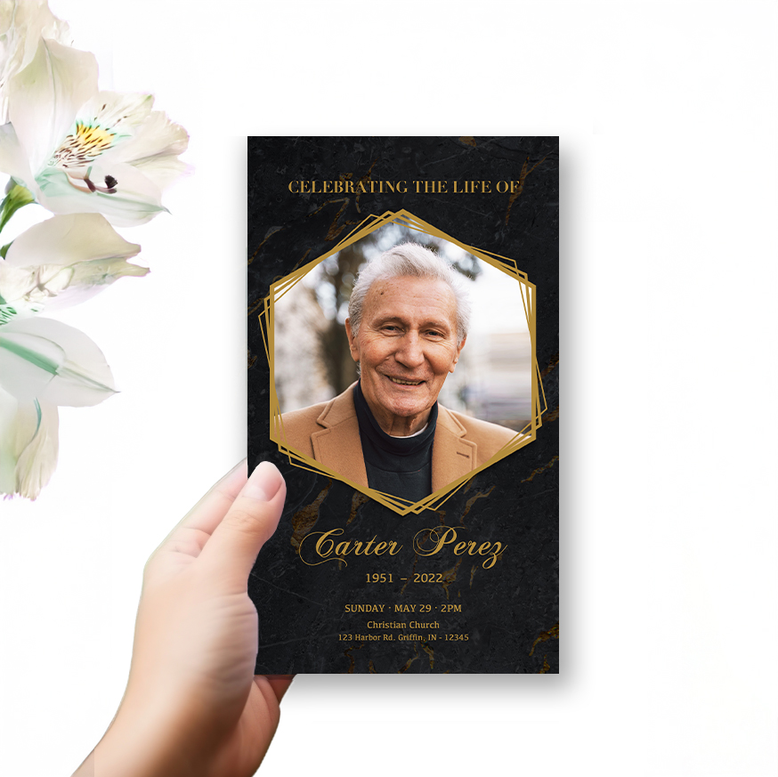 Show details for Black Marble Trifold Program 