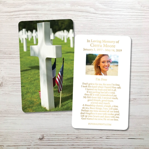 Picture of Cross Military Cemetary Gold Foil Memorial Card