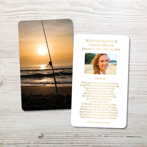 Picture of Fishing Pole Gold Foil Memorial Card
