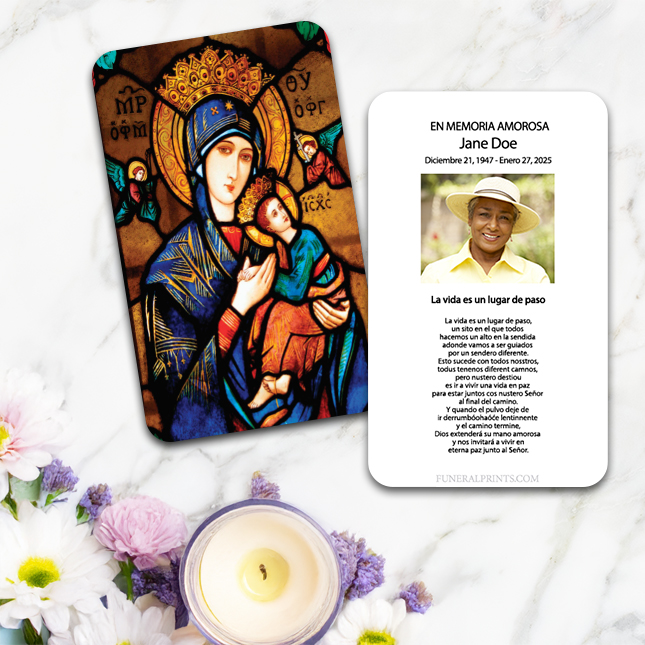 Show details for Our Lady Spanish Prayer Card
