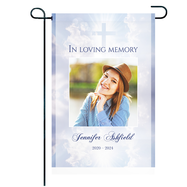 Show details for Cross in Clouds Garden Flag