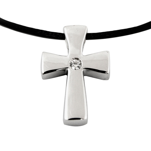 Picture of Sparkling Cross Cremation Pendant - Sterling Silver