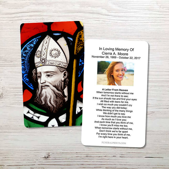 Show details for Saint Patrick Stained Glass Memorial Card