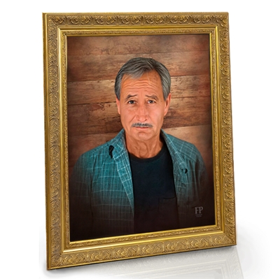 Show details for Framed Memorial Portrait - Rustic Canvas Lifescapes Background