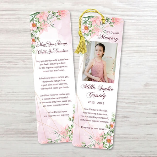 Show details for Pink Gold Floral Bookmark