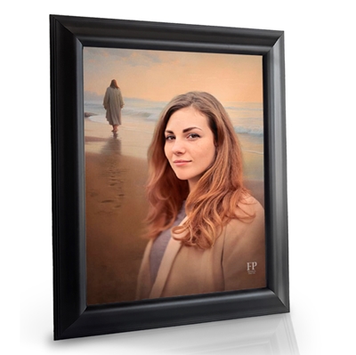 Show details for Framed Memorial Portrait - Footprints of Faith Lifescape Background