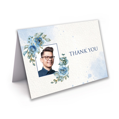 Show details for Blue Floral Thank You Card