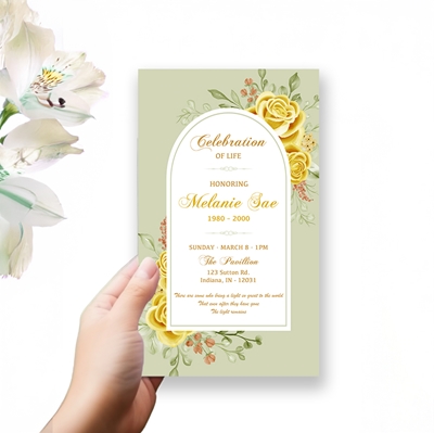 Show details for Yellow Floral Border Trifold Program 
