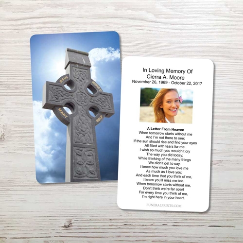 Picture of Celtic Cross Blue Sky 1 Memorial Card