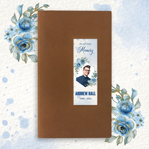 Picture of Blue Floral Guest Book - Brown