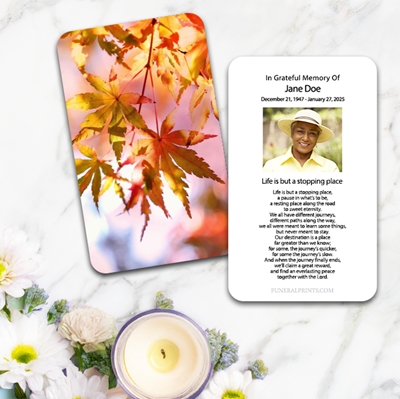 Show details for Leaves of Fall Large Memorial Card (3" x 4.75")