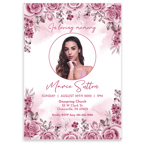 Show details for Pink Floral Border Invitation