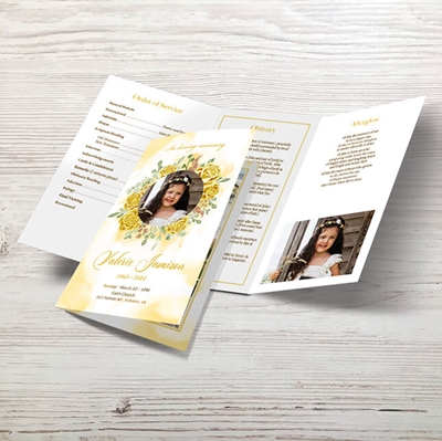 Show details for Yellow Floral Trifold Program 