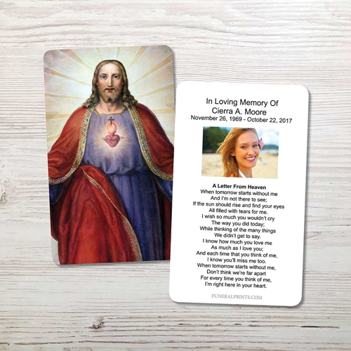 Picture of Jesus Sacred Heart Memorial Card