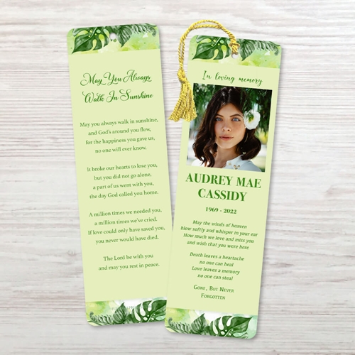 Picture of Green Leaf Watercolor Bookmark