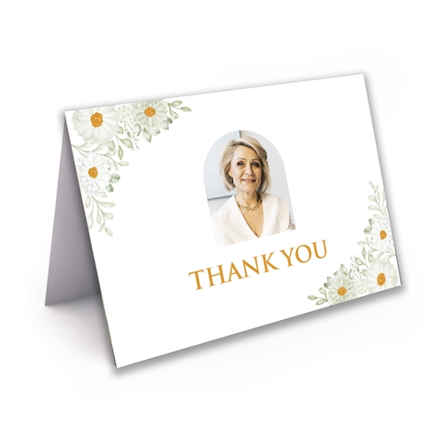 Show details for White Floral Border Thank You Card 