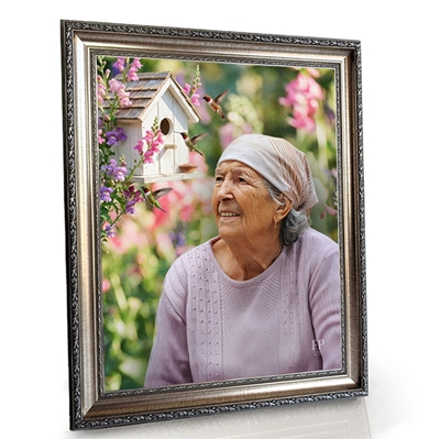 Show details for Framed Memorial Portrait - Hummingbirds Dance Background