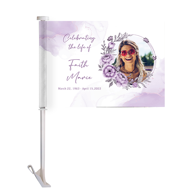 Show details for Purple Floral Car Flag