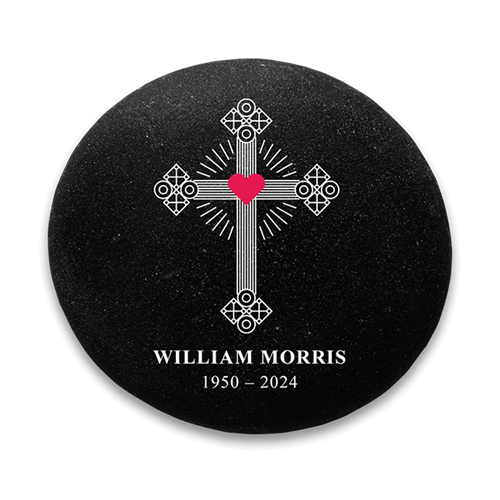 Picture of Frosted Black Cross Memorial Stone