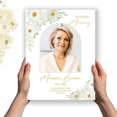 Show details for White Floral Border Memorial Package