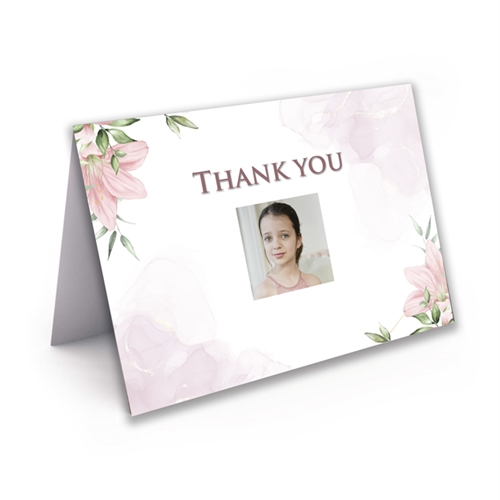 Show details for Pink Gold Floral Thank You Card