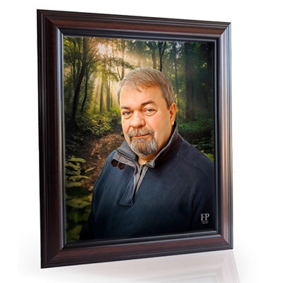 Show details for Framed Memorial Portrait - Forest Symphony Background