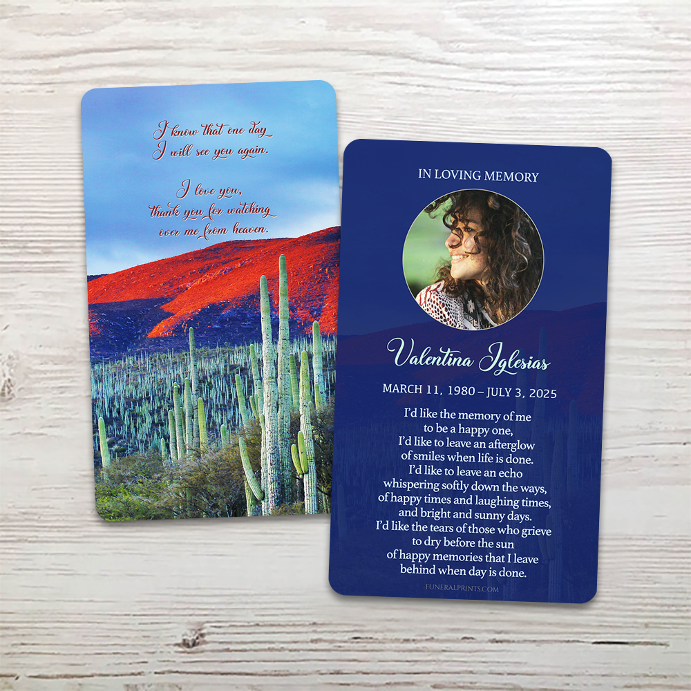 Show details for Cactus English Memorial Card