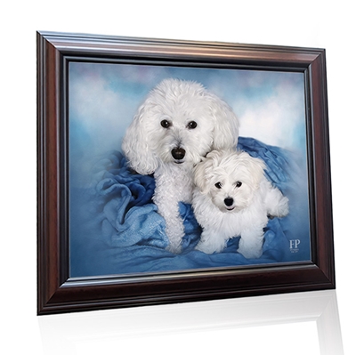 Show details for Framed Memorial Portrait - Beloved Dog with Choice of Backgrounds