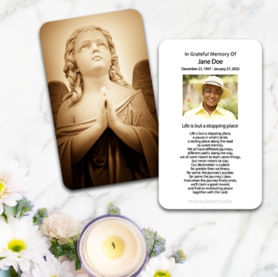 Show details for Sepia Angel Large Memorial Card (3" x 4.75")