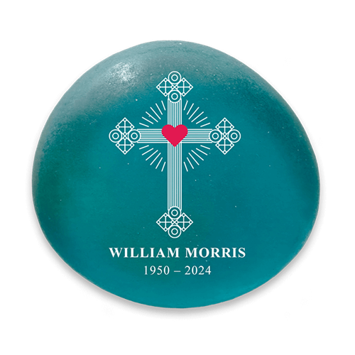 Picture of Frosted Teal Cross Memorial Stone