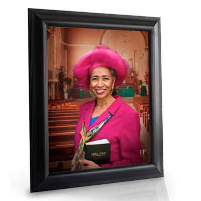 Show details for Framed Memorial Portrait - Echoes of Faith Lifescape Background