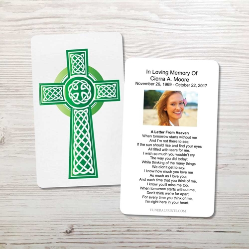 Picture of Green Celtic Cross Memorial Card